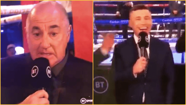 Carl Frampton cuts Steve Bunce off after repeatedly calling Michael Conlon British