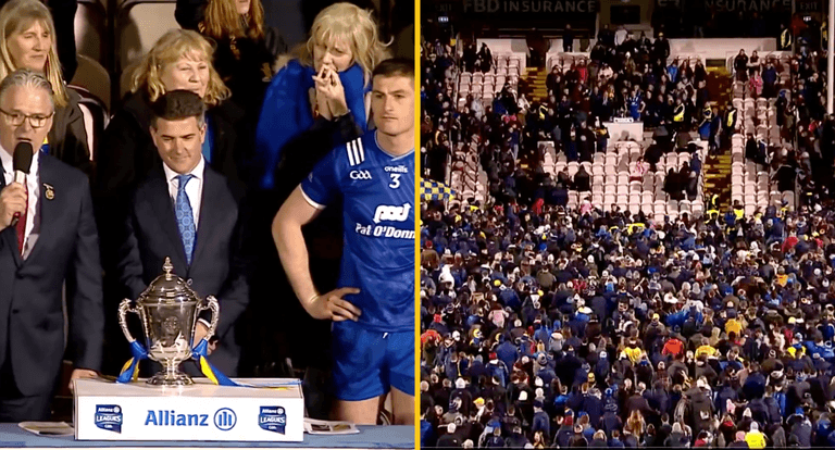 Jarlath Burns sends Clare crowd wild as he breaks with tradition for trophy presentation Jarlath Burns sends Clare crowd wild as he breaks with tradition for trophy presentation