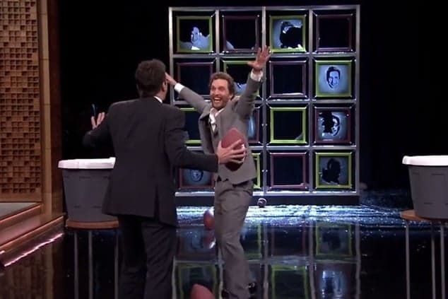 Jimmy Fallon hands out American Football lesson to Matthew McConaughey Jimmy Fallon hands out American Football lesson to Matthew McConaughey