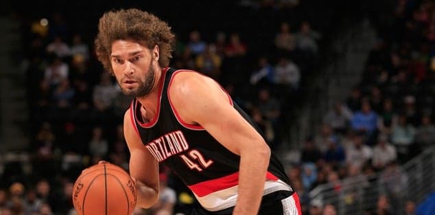 NBA star Robin Lopez gets physical with mascot