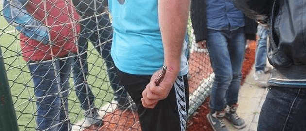 Red-carded Turkish player returns to pitch with knife