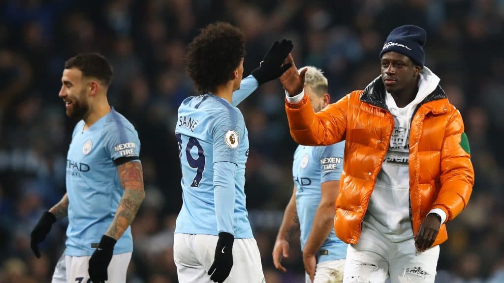 Stewards mistake Benjamin Mendy for pitch invader at final whistle of Man City win over Liverpool