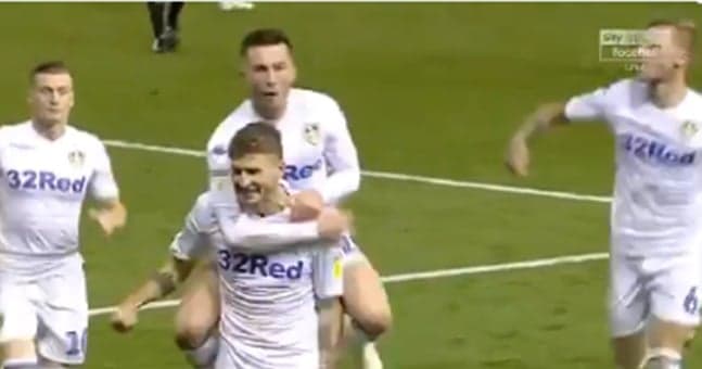 Leeds’ Mateusz Klich celebrates Derby win with binoculars celebration Leeds’ Mateusz Klich celebrates Derby win with binoculars celebration
