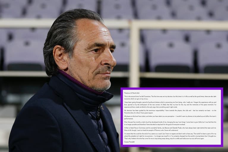 Cesare Prandelli steps down as Fiorentina boss due to personal distress Cesare Prandelli steps down as Fiorentina boss due to personal distress