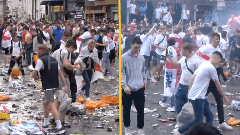 The absolute state of Leicester Square as England fans tear it up The absolute state of Leicester Square as England fans tear it up