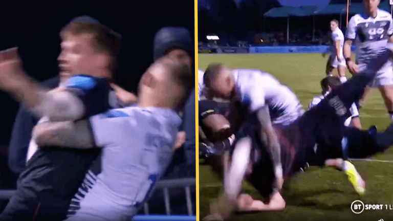 Sale winger Byron McGuigan sent off after bodyslam on Nick Tompkins Sale winger Byron McGuigan sent off after bodyslam on Nick Tompkins
