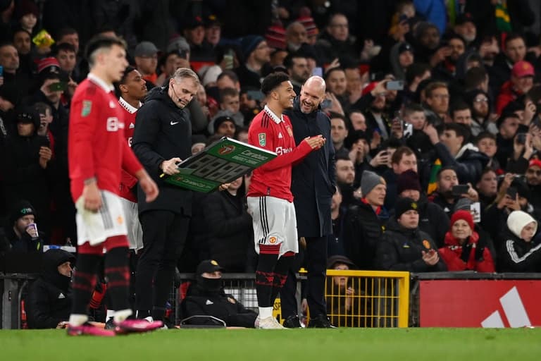 Jaden Sancho can’t hide his smile as Old Trafford give heartwarming reception Jaden Sancho can’t hide his smile as Old Trafford give heartwarming reception