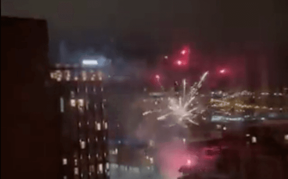 Liverpool fans set off fireworks outside Real Madrid hotel Liverpool fans set off fireworks outside Real Madrid hotel