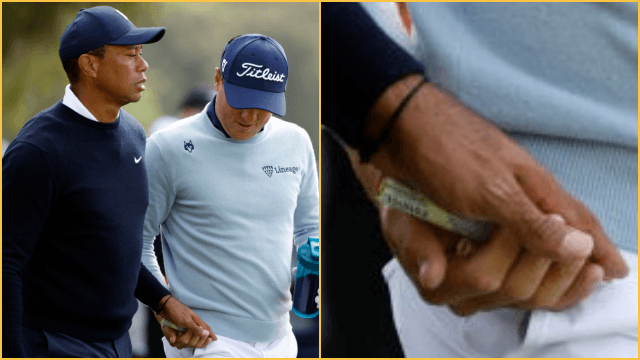 Tiger Woods slips his partner a tampon in prank at Genesis Invitational Tiger Woods slips his partner a tampon in prank at Genesis Invitational