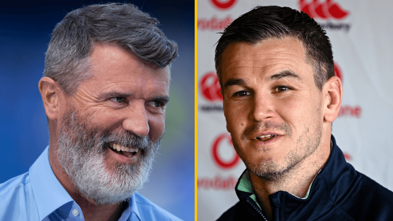 Roy Keane cracks jokes with Johnny Sexton and Andy Farrell at Ireland training camp