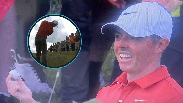 Rory McIlroy hits two balls at the same time in utterly bizarre Open moment Rory McIlroy hits two balls at the same time in utterly bizarre Open moment