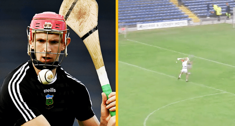 Tipperary goalkeeper hits the ball a country mile to score a point from his own 21 Tipperary goalkeeper hits the ball a country mile to score a point from his own 21