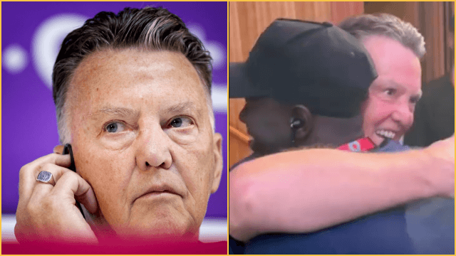 Touching moment as Louis van Gaal invites young journalist up for a hug Touching moment as Louis van Gaal invites young journalist up for a hug