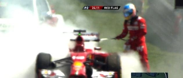 PIC: Fernando Alonso putting out fires all over the shop at Brazilian Grand Prix PIC: Fernando Alonso putting out fires all over the shop at Brazilian Grand Prix