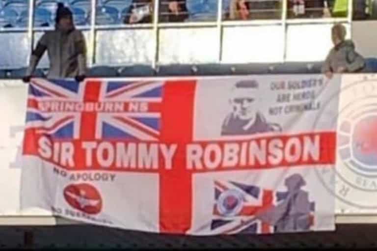 ‘Sir Tommy Robinson’ banner sparks controversy at Rangers match ‘Sir Tommy Robinson’ banner sparks controversy at Rangers match