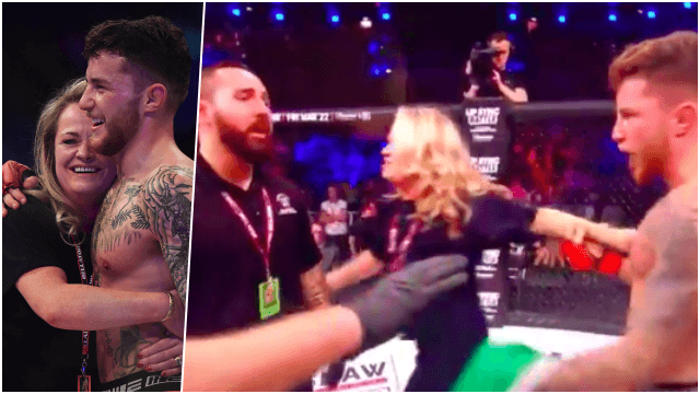 James Gallagher reacted furiously to Bellator official trying to separate him from his mother James Gallagher reacted furiously to Bellator official trying to separate him from his mother