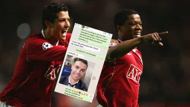 Patrice Evra shares pre-match WhatsApp messages from Cristiano Ronaldo Patrice Evra shares pre-match WhatsApp messages from Cristiano Ronaldo