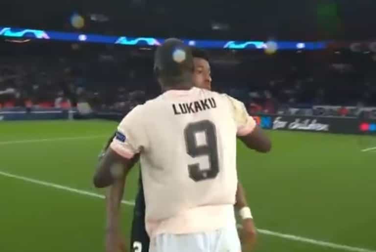 Romelu Lukaku consoled Kimpembe as Man United celebrated historic victory over Paris Saint-Germain Romelu Lukaku consoled Kimpembe as Man United celebrated historic victory over Paris Saint-Germain
