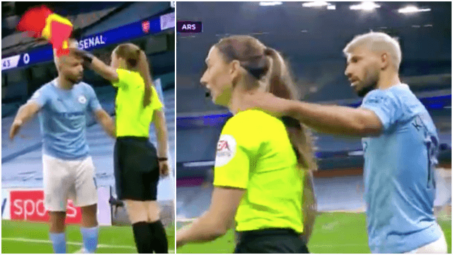 Sergio Aguero brain-freeze as he grabs Sian Massey-Ellis Sergio Aguero brain-freeze as he grabs Sian Massey-Ellis