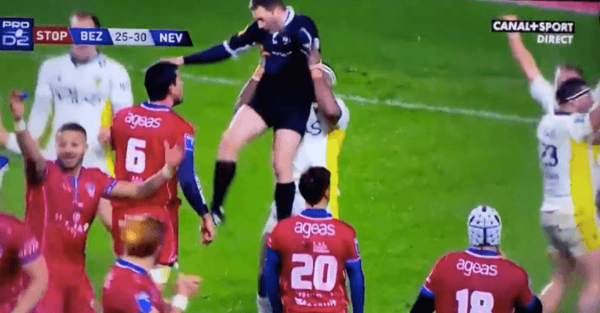 Fijian player sent off for picking the referee up in celebration Fijian player sent off for picking the referee up in celebration