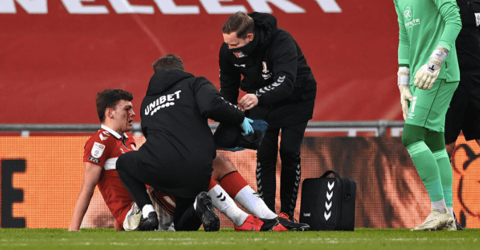 Middlesbrough player left bleeding after kick to head, somehow denied penalty Middlesbrough player left bleeding after kick to head, somehow denied penalty