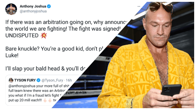 Anthony Joshua lays Tyson Fury out in the first round of their online spat Anthony Joshua lays Tyson Fury out in the first round of their online spat