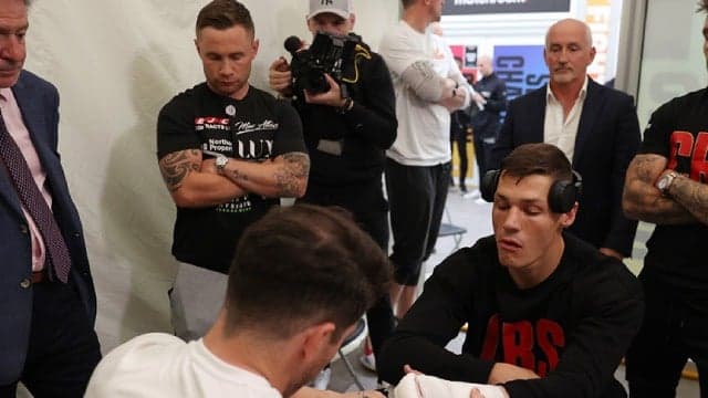 Carl Frampton, Barry McGuigan, and Shane McGuigan all in the one dressing room – You could cut the tension with a knife Carl Frampton, Barry McGuigan, and Shane McGuigan all in the one dressing room – You could cut the tension with a knife