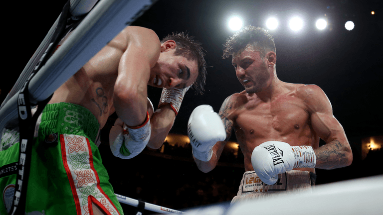 Michael Conlan falls out of the ring in final round KO defeat to Leigh Wood Michael Conlan falls out of the ring in final round KO defeat to Leigh Wood