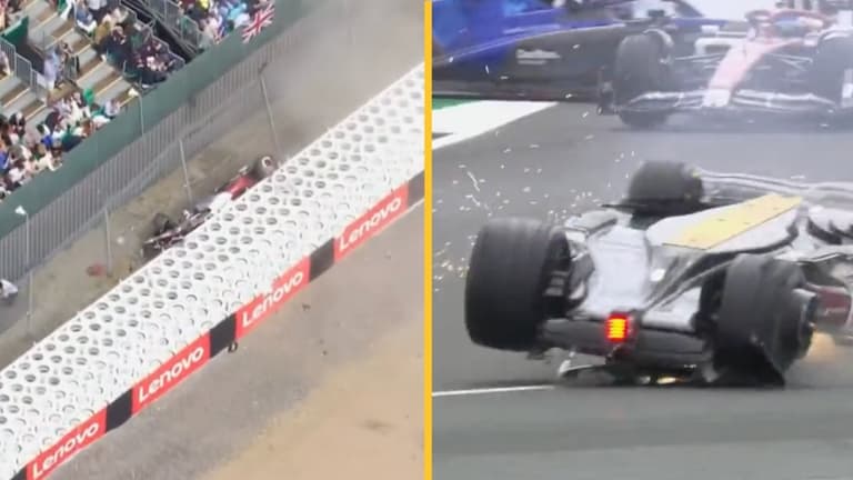 Zhou Guanyu involved in horrific crash as British GP red flagged Zhou Guanyu involved in horrific crash as British GP red flagged