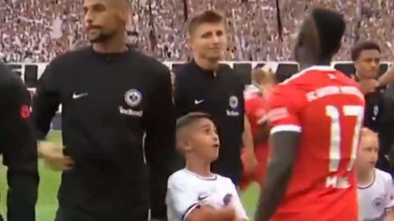 Sadio Mane left Eintracht Frankfurt mascot starstruck before Bayern Munich debut Sadio Mane left Eintracht Frankfurt mascot starstruck before Bayern Munich debut