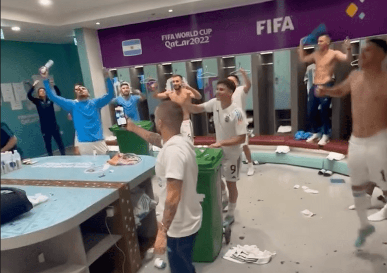 Argentina sing about Brazil and England in dressing room celebrations Argentina sing about Brazil and England in dressing room celebrations