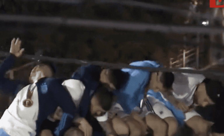 Argentina stars almost knocked off open top bus during trophy parade Argentina stars almost knocked off open top bus during trophy parade