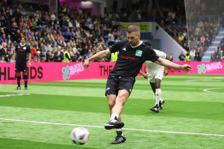 Lukas Podolski sent off during his own charity tournament Lukas Podolski sent off during his own charity tournament