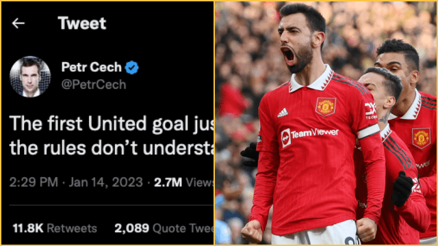 Petr Cech slams Bruno Fernandes’ controversial goal on social media Petr Cech slams Bruno Fernandes’ controversial goal on social media
