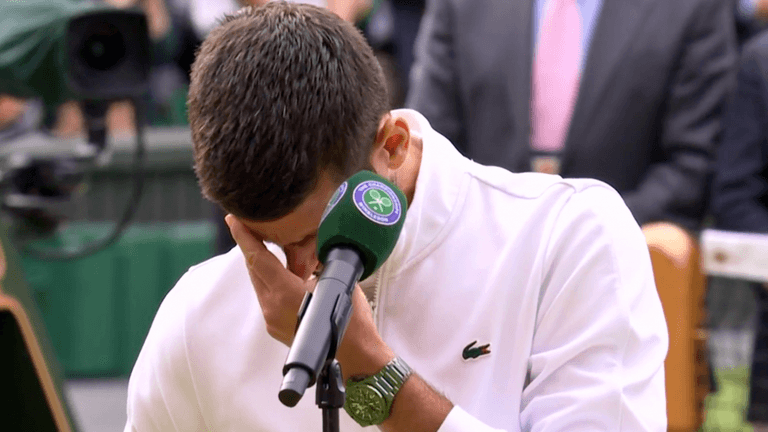 Novak Djokovic breaks down in tears after losing Wimbledon classic to Carlos Alcaraz Novak Djokovic breaks down in tears after losing Wimbledon classic to Carlos Alcaraz