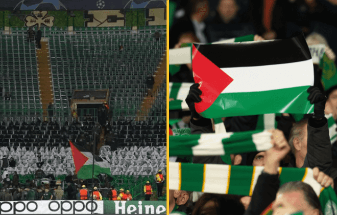 Celtic face UEFA disciplinary action after Palestinian flags flown at Champions League match Celtic face UEFA disciplinary action after Palestinian flags flown at Champions League match