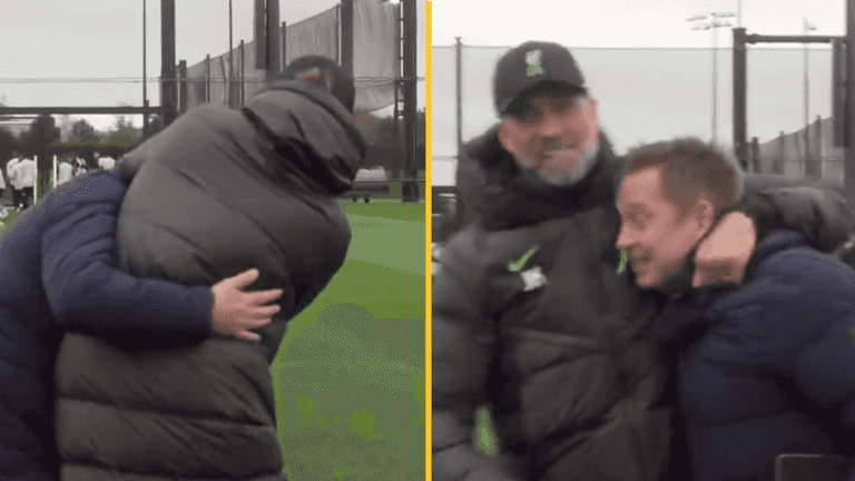 Jurgen Klopp gets Sky Sports reporter in a headlock Jurgen Klopp gets Sky Sports reporter in a headlock