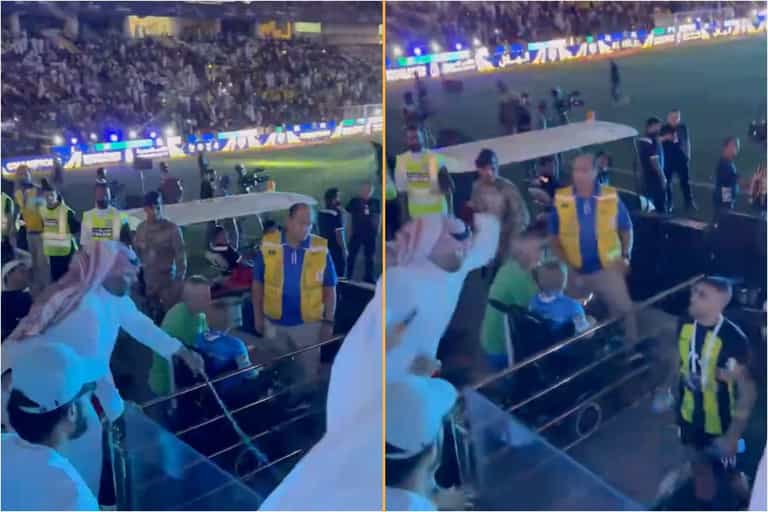 Saudi Pro League striker lashed from the stand by furious fan Saudi Pro League striker lashed from the stand by furious fan