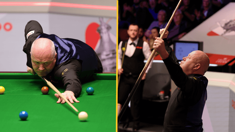 John Higgins visibly emotional after completing ‘greatest clearance in snooker history’ John Higgins visibly emotional after completing ‘greatest clearance in snooker history’