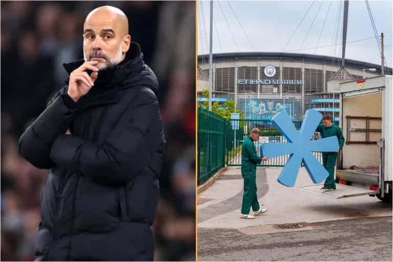 Giant asterisk delivered to Etihad following league win Giant asterisk delivered to Etihad following league win