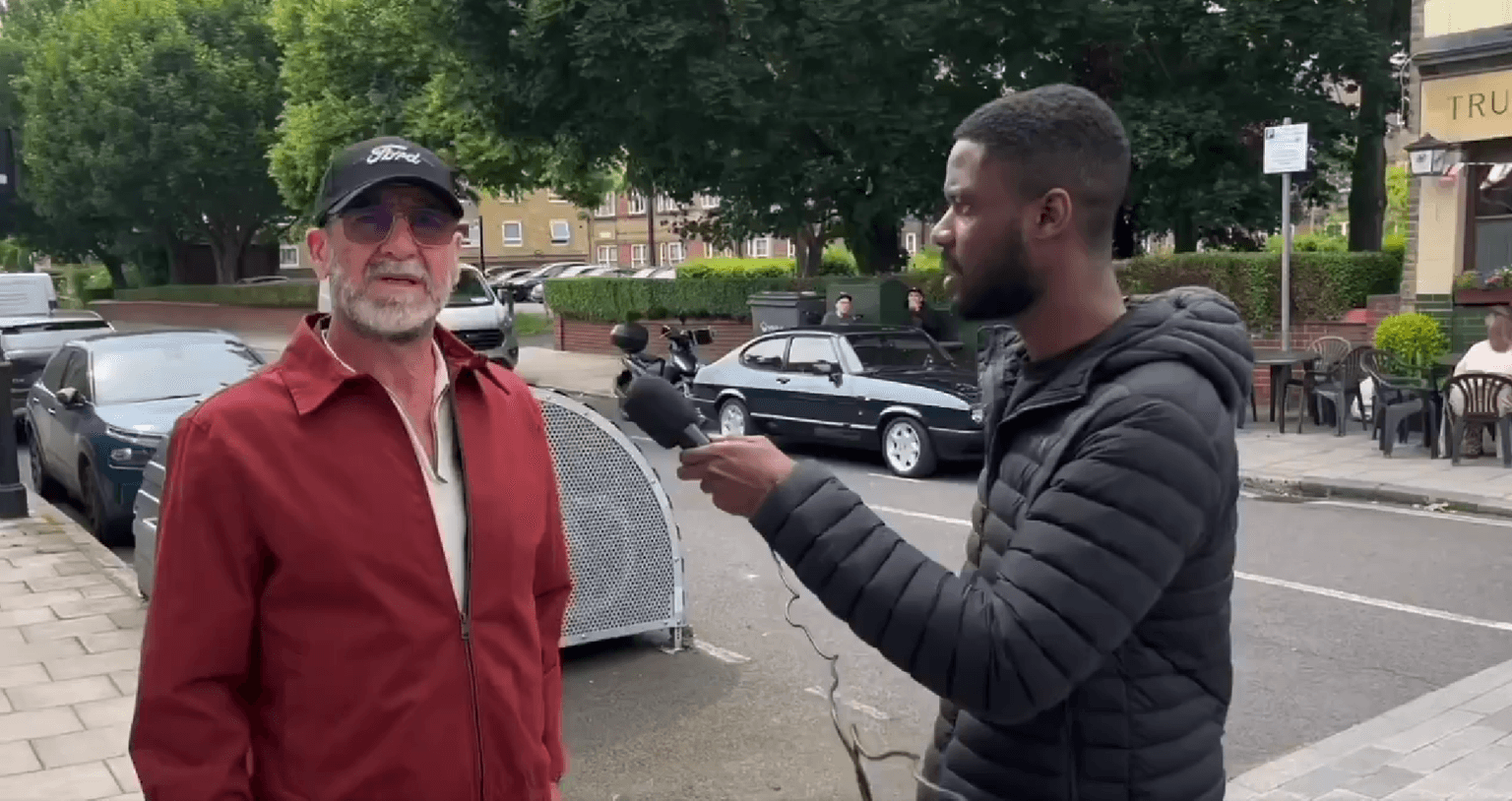 Fans baffled by video of Eric Cantona walking goat on a dog lead through UK town