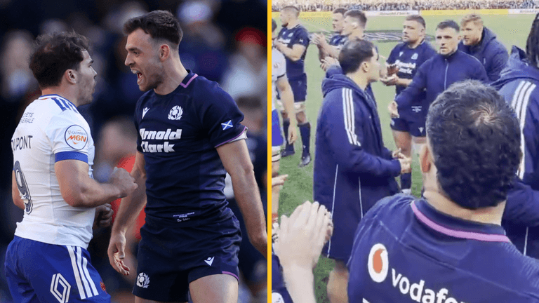 Antoine Dupont has tense moment with Scottish rival after Six Nations full time Antoine Dupont has tense moment with Scottish rival after Six Nations full time