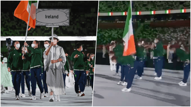 Ireland make respectful gesture during Parade of Nations at Olympic opening ceremony Ireland make respectful gesture during Parade of Nations at Olympic opening ceremony