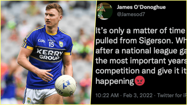 James O’Donoghue slams GAA calendar following Tommy Conroy’s cruciate injury in Sigerson Cup James O’Donoghue slams GAA calendar following Tommy Conroy’s cruciate injury in Sigerson Cup