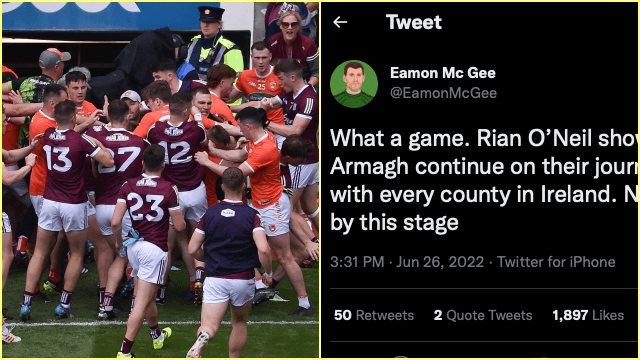 Eamon McGee just couldn’t help himself with Armagh-melee tweet Eamon McGee just couldn’t help himself with Armagh-melee tweet