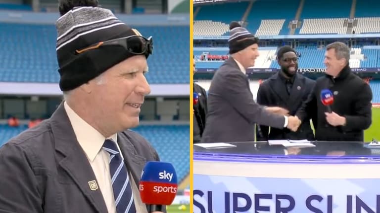 Will Ferrell interrupts Sky Sports coverage to catch up with Roy Keane Will Ferrell interrupts Sky Sports coverage to catch up with Roy Keane