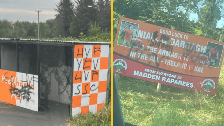Politicians criticise ‘thugs’ after sectarian graffiti appears ahead of All-Ireland final Politicians criticise ‘thugs’ after sectarian graffiti appears ahead of All-Ireland final