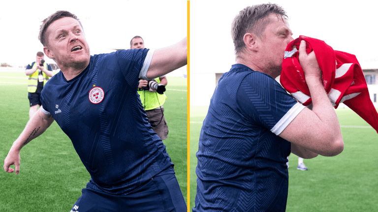 Damien Duff shows his passion with incredible celebrations after Shelbourne win in Europe Damien Duff shows his passion with incredible celebrations after Shelbourne win in Europe