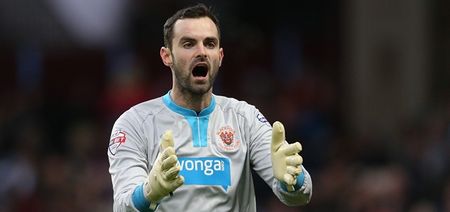 Blackpool keeper forced to wear jersey he had autographed for a club raffle