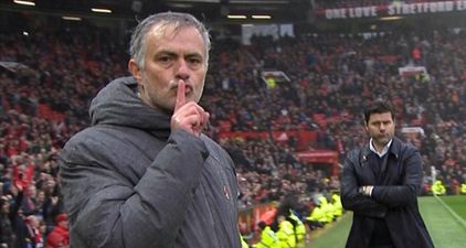 Jose Mourinho explains his gesture to the TV cameras at full-time